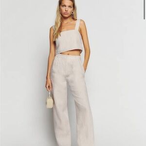 Reformation Olivia Linen Pants Oatmeal Size 00